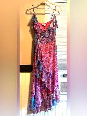 Gianni Bini x DANNIJO Crinkle Chiffon V Neck Wrap Dress NWT Size XS